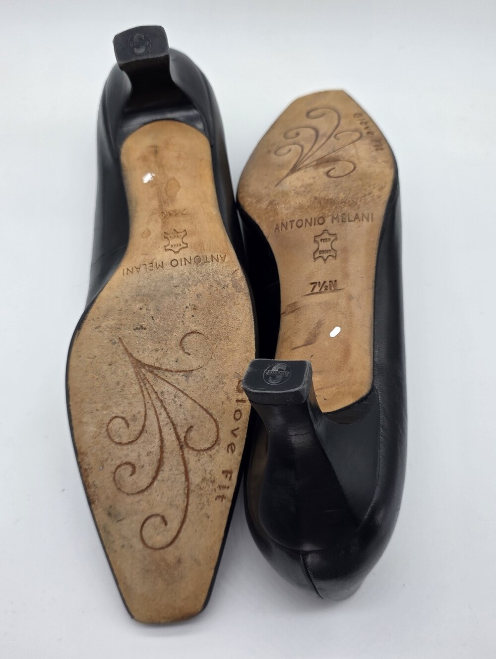 Antonio Melani Black Leather Square Toe Bow Kitten Heel Pumps Shoes Size 7.5 - Picture 16 of 16